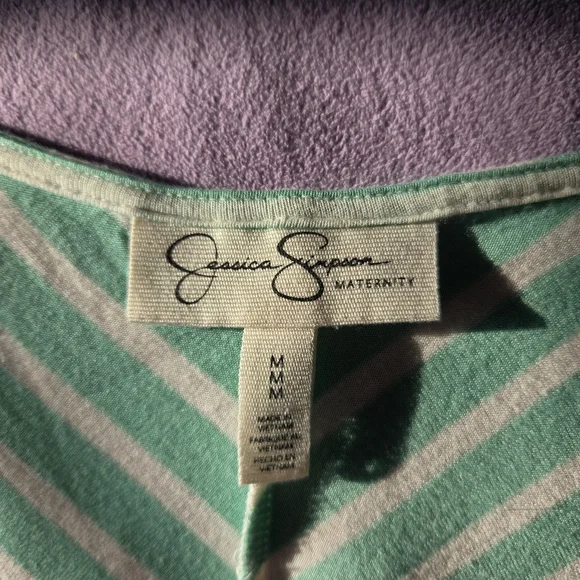 Jessica Simpson Maternity Mint and Blue Stripe Maxi Dress Size M - Picture 3 of 5